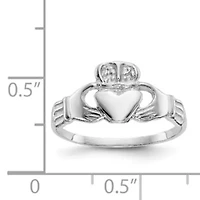14K White Gold Polished Claddagh Ring