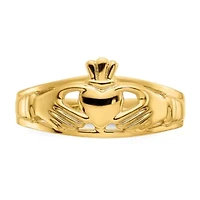 14K Yellow Gold Polished Ladies Claddagh Ring