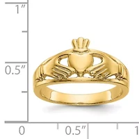 14K Yellow Gold Polished Ladies Claddagh Ring