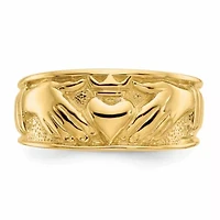 14K Yellow Gold Polished Men's Claddagh Band