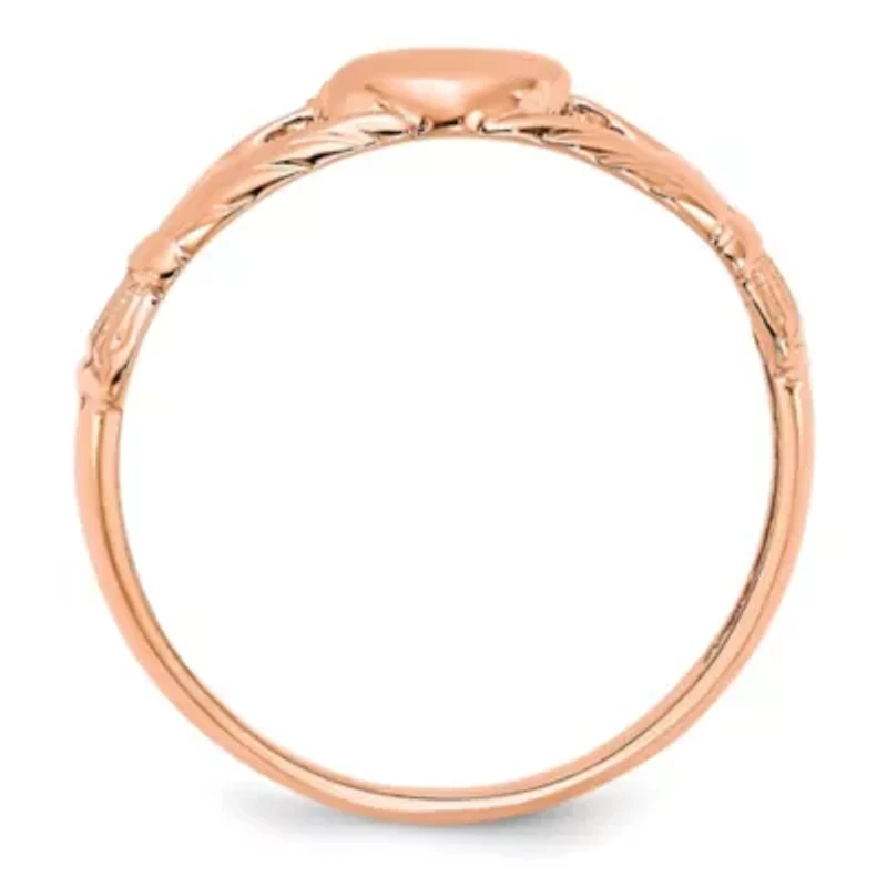 14K Rose Gold Polished Claddagh Ring