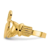 14K Yellow Gold Polished Ladies Claddagh Ring