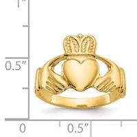 14K Yellow Gold Polished Ladies Claddagh Ring