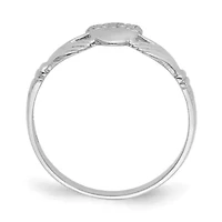 14K White Gold Polished Claddagh Ring