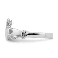14K White Gold Polished Claddagh Ring