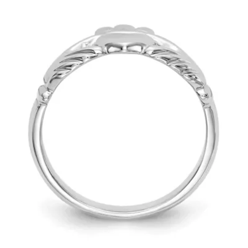 14K White Gold Polished Claddagh Ring