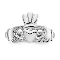 14K White Gold Polished Claddagh Ring
