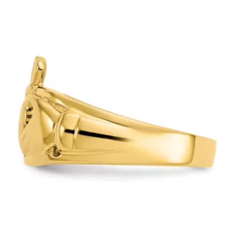 14K Yellow Gold Polished Ladies Claddagh Ring