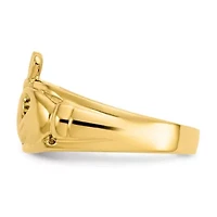 14K Yellow Gold Polished Ladies Claddagh Ring
