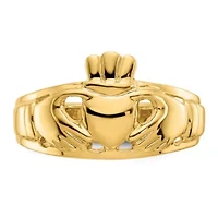 14K Yellow Gold Polished Ladies Claddagh Ring