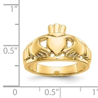 14K Yellow Gold Polished Ladies Claddagh Ring