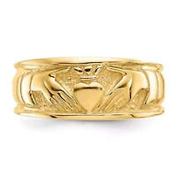 14K Yellow Gold Polished Claddagh Band