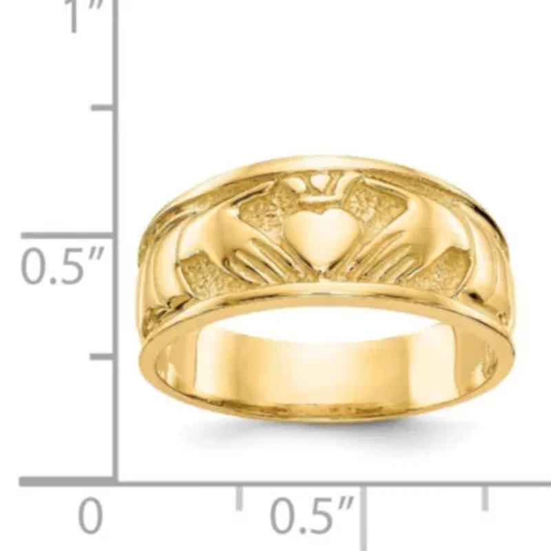 14K Yellow Gold Polished Claddagh Band