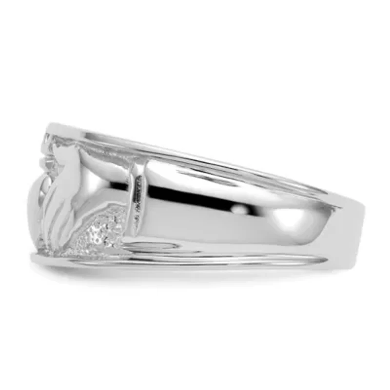 14K White Gold Men's Claddagh Band