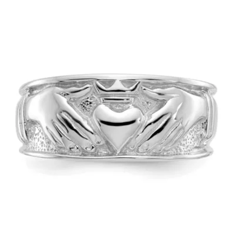 14K White Gold Men's Claddagh Band