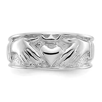 14K White Gold Men's Claddagh Band