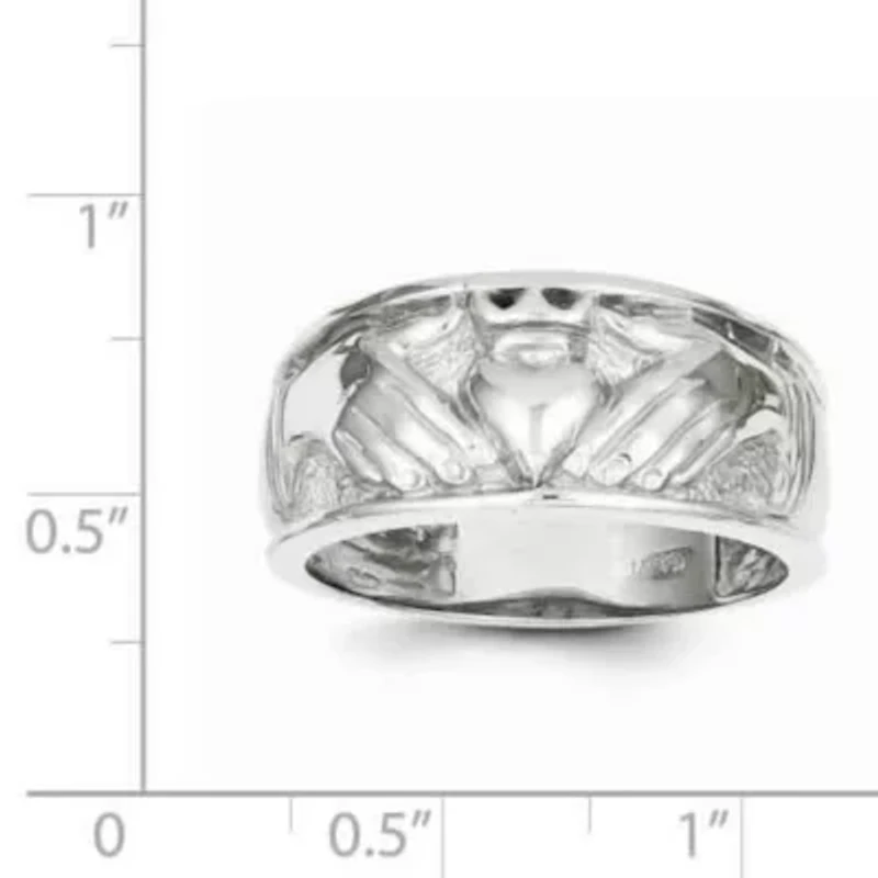 14K White Gold Men's Claddagh Band