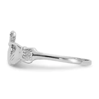 14K White Gold Polished Claddagh Ring