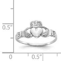 14K White Gold Polished Claddagh Ring