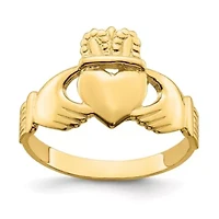14K Yellow Gold Polished Claddagh Ring