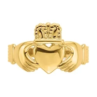 14K Yellow Gold Polished Claddagh Ring