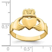 14K Yellow Gold Polished Claddagh Ring