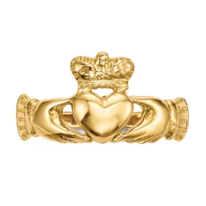 14K Yellow Gold Polished Claddagh Ring