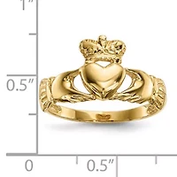 14K Yellow Gold Polished Claddagh Ring
