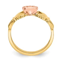 14K Two-tone Polished Claddagh Ring