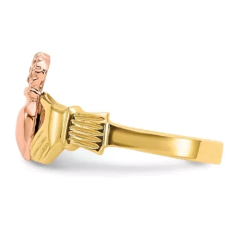 14K Two-tone Polished Claddagh Ring