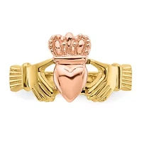 14K Two-tone Polished Claddagh Ring