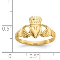 14K Yellow Gold Polished Claddagh Ring
