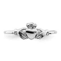 Sterling Silver Rhodium-plated Claddagh Ring