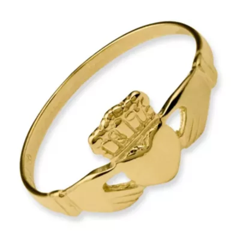 14K Yellow Gold Polished Ladies Claddagh Ring