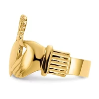 14K Yellow Gold Polished Ladies Claddagh Ring