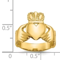 14K Yellow Gold Polished Ladies Claddagh Ring