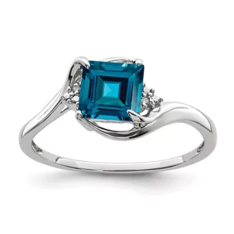 1.25 ct. t.w. London Blue Topaz and Diamond Accent Ring Rhodium-plated Sterling Silver