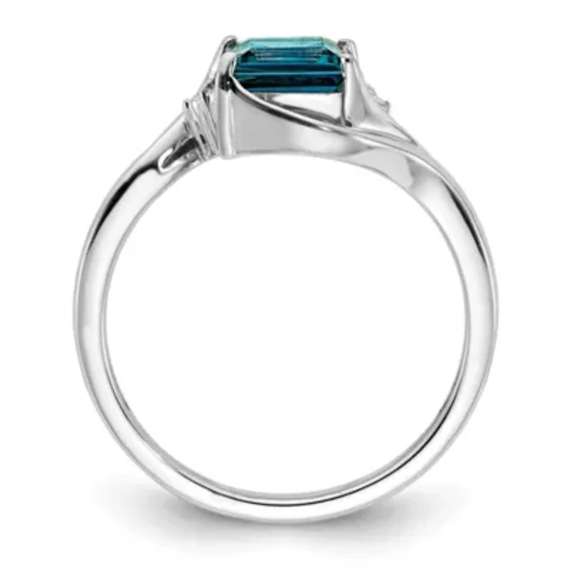 1.25 ct. t.w. London Blue Topaz and Diamond Accent Ring Rhodium-plated Sterling Silver