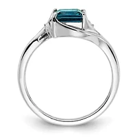 1.25 ct. t.w. London Blue Topaz and Diamond Accent Ring Rhodium-plated Sterling Silver