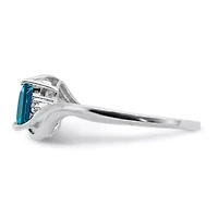 1.25 ct. t.w. London Blue Topaz and Diamond Accent Ring Rhodium-plated Sterling Silver