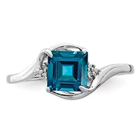 1.25 ct. t.w. London Blue Topaz and Diamond Accent Ring Rhodium-plated Sterling Silver