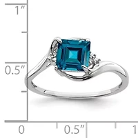 1.25 ct. t.w. London Blue Topaz and Diamond Accent Ring Rhodium-plated Sterling Silver