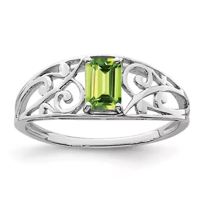 1/2 ct. t.w. Peridot Ring Rhodium-plated Sterling Silver