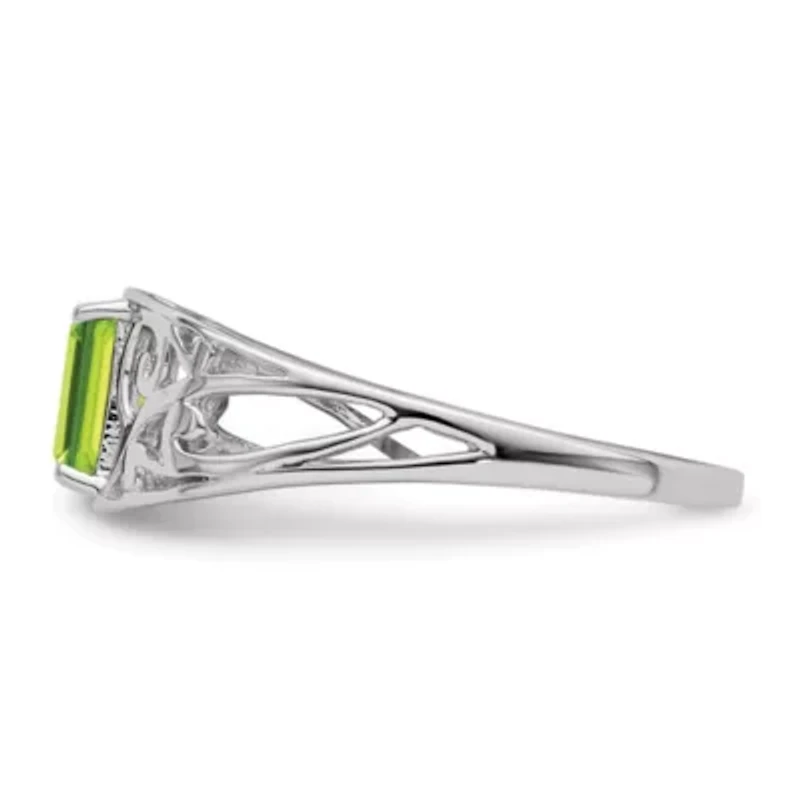 1/2 ct. t.w. Peridot Ring Rhodium-plated Sterling Silver