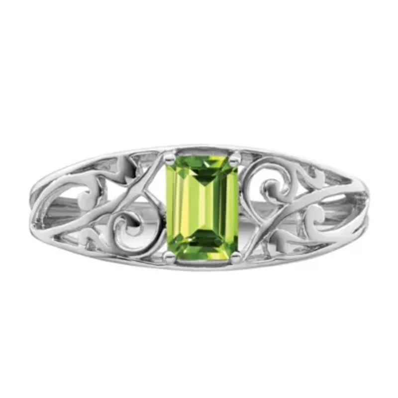 1/2 ct. t.w. Peridot Ring Rhodium-plated Sterling Silver
