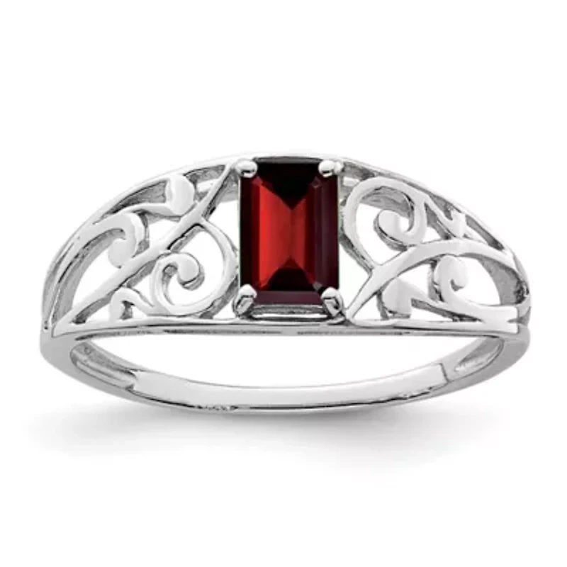 5/8 ct. t.w. Garnet Ring Rhodium-plated Sterling Silver