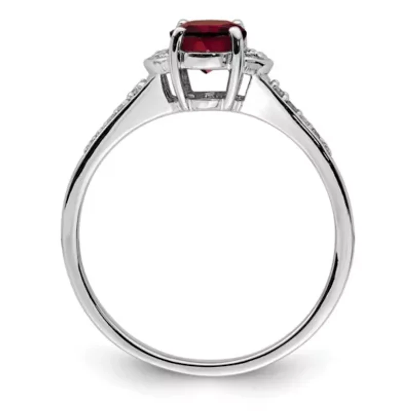 0.95 ct. t.w. Garnet and 1/10 Diamond Ring Rhodium-plated Sterling Silver