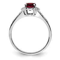 0.95 ct. t.w. Garnet and 1/10 Diamond Ring Rhodium-plated Sterling Silver