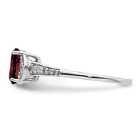 0.95 ct. t.w. Garnet and 1/10 Diamond Ring Rhodium-plated Sterling Silver