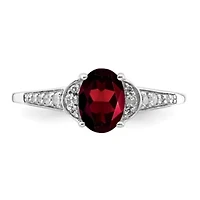 0.95 ct. t.w. Garnet and 1/10 Diamond Ring Rhodium-plated Sterling Silver